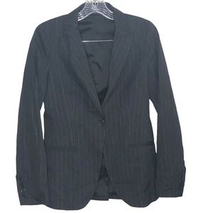 Theory‎ Pin Stripe Blazer, Dark Gray, Single Button Closure, Size 0